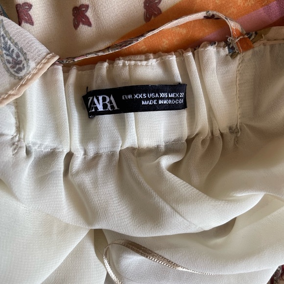 Zara Midi Boho Ruffle Orange and Mustard Patch Print Dress - Picture 3 of 6